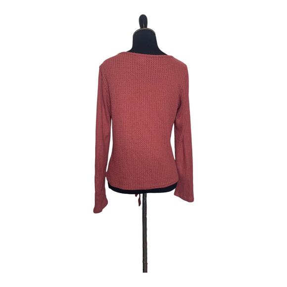 Paper Crane rusty orange long sleeves pumpkin front knot top size small - Picture 2 of 11